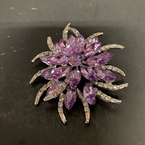 Purple and Silver Floral Brooch